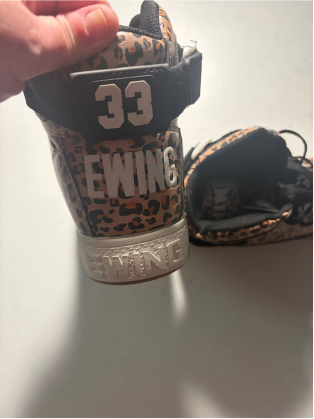 Ewing Women’s Leopard Print High-Top Sneakers 7.5 Brown Black - Picture 5 of 13